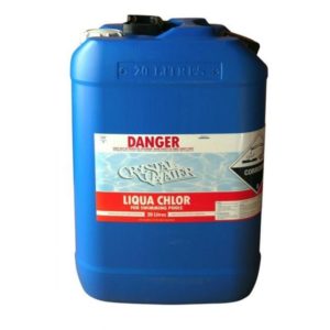 Blue container of liquid Chlorine