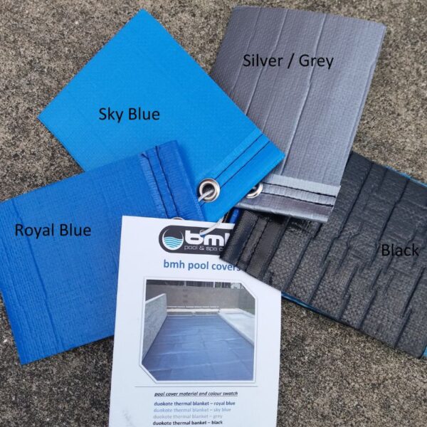 Sample colour options for thermal blanket pool cover